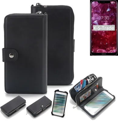 Produktbild von K-S-Trade 2in1 Handyhülle Schutzhülle kompatibel mit Nokia 8.1  & Portemonnee Cover Handy Hülle Case Etui Geldbörse Wallet Bookstyle Hülle