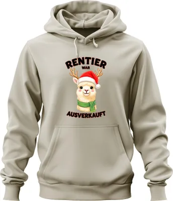 Produktbild von Rentier war t Alpaka Weihnachten lustig Geschenk Uni Hoodie Kapuzenpullover, Natur, S