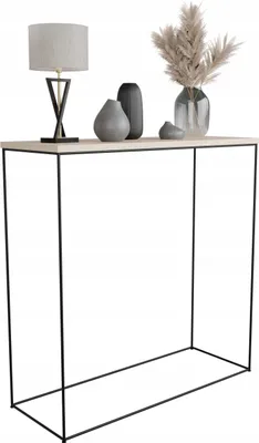 Zdjęcie produktu dla Konsola metalowa toaletka stolik półka stojąca loft czarny sonoma 80x30h80