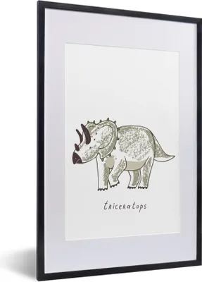 Produktbild von MuchoWow® Gerahmtes Poster Kinderzimmer - Triceratops - Dinosaurier - Junge - Mädchen - Kind 40x60 cm - Poster mit Schwarzem Bilderrahmen Wandposter Rahmen Foto Bilder - Poster in Rahmen