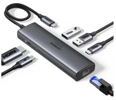Image de Ugreen REVODOK, station d'accueil 6-en-1, résolution 4K à 60Hz, HDMI, Ethernet, gris