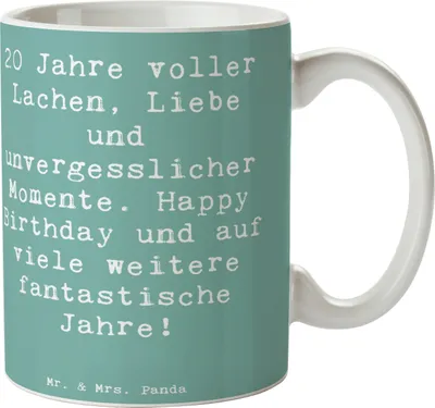 Produktbild von Mr. & Mrs. Panda Pott Spruch 20. Geburtstag Feiern - Meeresbrise - Geschenk, Jubiläum, Erwachsensein, Geburtstagsgeschenk, Teepott, Kaffeetasse, Tasse, Keramiktasse