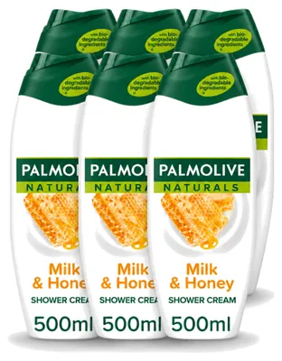 Produktbild von 6 x Palmolive Naturals Duschcreme Milch & Honig 500 ml - Vorteilspackung - 6 Stücke