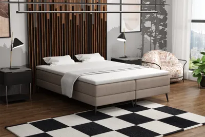 Produktbild von Boxspringbett Schlafzimmerbett BREST 160x200cm Stoff Soro Cappuccino