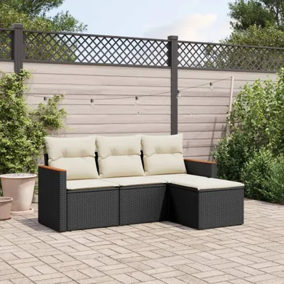 Produktbild von Möbel 4-tlg. Garten-Sofagarnitur mit Kissen Schwarz Poly Rattan 2024