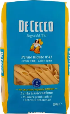 Produktbild von 24x Pasta De Cecco 100% Italienisch Penne rigate N° 41 Nudeln 500g + Italian Gourmet Polpa 400g