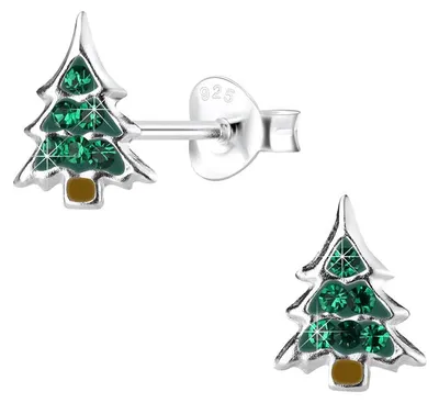 Produktbild von Ohrstecker Weihnachten: 925 Silber Ohrringe „Weihnachtsbaum“
