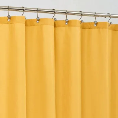 Productafbeelding van Unyqoos® Douchegordijn, mostergeel, 183x183 cm, waterdicht polyester, zacht en geurarm, met 3 geïntegreerde magneten, roestvrijstalen oogjes, machinewasbaar, hotelkwaliteit