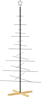 Zdjęcie produktu dla vidaXL Choinka metalowa z drewnianym stojakiem czarna 180 cm