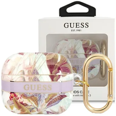 Produktbild von Guess GUA3HHFLU AirPods 3 Cover lila/lila Flower Strap Collection
