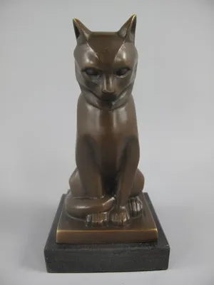 Art Deco Skulptur Bronze Katze Sculpture Cat Antk Antique