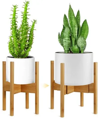 Image de Support à plantes réglable en bambou, style moderne, 20-30 cm, pour l'intérieur et l'extérieur