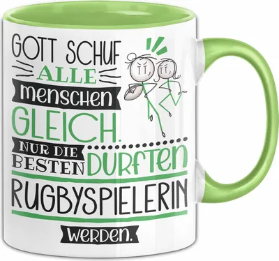 Produktbild von Rugbyspielerin Geschenk Becher Tasse Gott Schuf Alle Menschen Gleich Nur Die Besten Durfeten Rugbyspielerin Werden Geschenkidee Lustig (Grün)