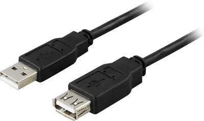 Image de DELTACO Câble USB 2.0 type A mâle - type A femelle 5m, noir