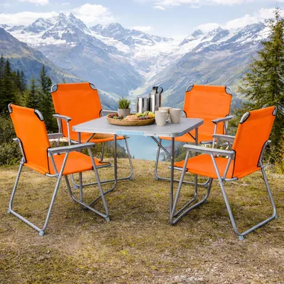 Produktbild von 5-teiliges Campingmöbel Set Alu L80xB60xH68cm Orange