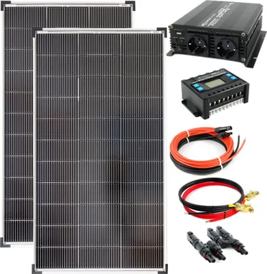 Produktbild von Komplettset 2x120 Watt Solarmodul 1070x585 NM1000 Watt Wandler 20A Laderegler Inselanlage