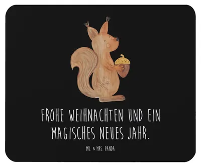 Produktbild von Mr. & Mrs. Panda pc mausunterlage Eichhörnchen Weihnachtszeit - Schwarz - Geschenk, Mouse Pad, Frohe Weihnachten, Neujahr, Weihnachtsgruß, Frohes Neues Jahr, Mousepad
