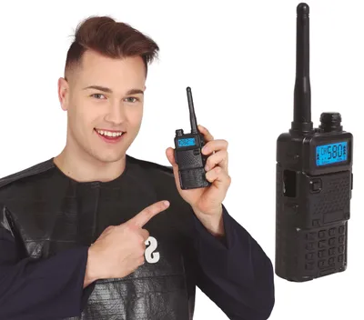 Produktbild von Polizei Swat Funkgerät Taktisches Walkie Talkie Karneval Zubehör Rollenspiel Abenteuerfasching, Farbe: Schwarz
