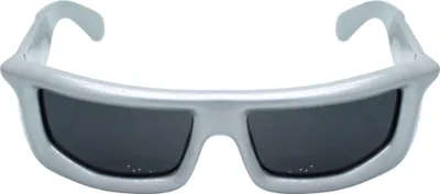 Produktbild von Coole Raverbrille in Silber Schnelle Brille Sonnenbrille Damen Herren Sportliche Rechteckige Partybrille Schwarz Getönt