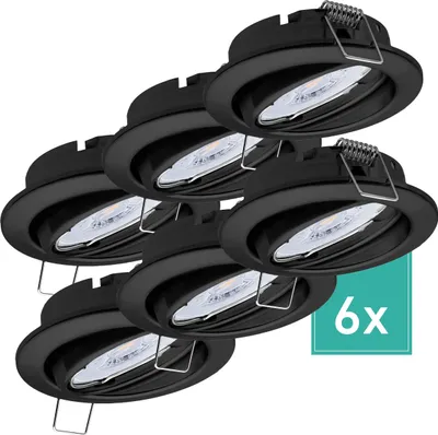 Produktbild von 6er Set Oktaplex Einbaustrahler schwenkbar inkl. LED Modul 3.000K warmweiß - Deckenspot Schwarz