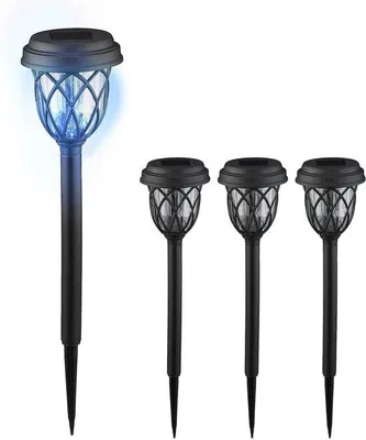 Obrázek produktu pro Sada zahradních luceren, 4 kusy, LED, černá/průhledná, 425 x 10 cm