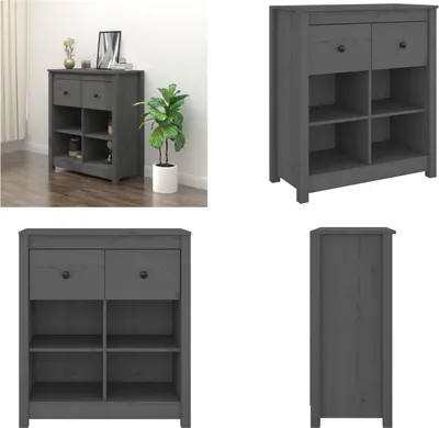 Produktbild von vidaXL Sideboard Grau 70x35x80 cm Massivholz Kiefer - Sideboard - Sideboards - Schrank - Sideboard Schrank