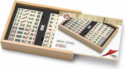 Produktbild von Mahjong Cayro – Traditionelles chinesisches Spiel mit Holzschachtel und 144 Steinen