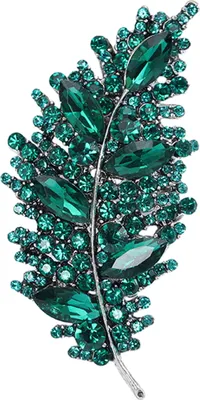 Produktbild von Kreative glänzende Strasssteine Blätter Form Brosche Kleidung Revers Pin Schal Hut Abzeichen Mode-Accessoires Party Schmuck Geschenk