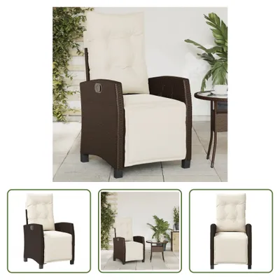 Produktbild von The Living Store Gartensessel mit Fußteil Verstellbar Braun Poly Rattan