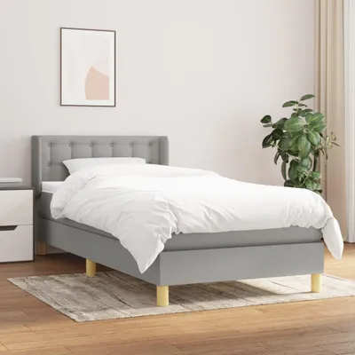 Productafbeelding van vidaXL Boxspringbed met matras, lichtgrijs, 90x190 cm, gestoffeerd