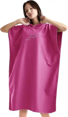 Produktbild von Famanu Microfaser-Badponcho mit Kapuze - schnelltrocknendes Handtuch für Strand, Surfen und Sauna - unisex - rosa - 110 x 80 cm