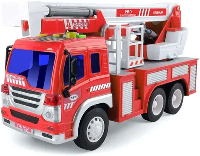Produktbild von Hasičský motor, autíčko s trecou silou, hračka hasičského zboru, s rebríkom, svetlom a zvukom, stavebným vozidlom pre chlapcov 4, 3, 2 roky Stiahnutie späť