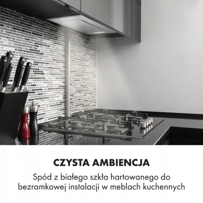 Zdjęcie produktu dla KlarsteinHektor, okap kuchenny, okap, 52 cm, 530 m³/h, LED, panel dotykowy, timer, szkło