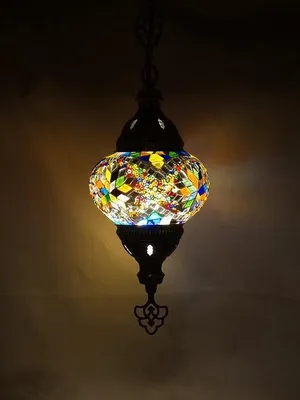 Zdjęcie produktu dla Wielkanocna mozaikowa lampa wisząca, kolorowa – turecka mozaikowa lampa wisząca zapewniająca ciepłą atmosferę