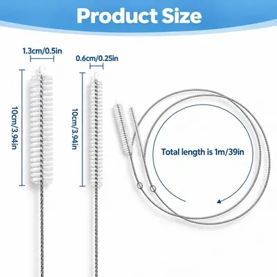 Immagine prodotto di Spazzola per tubi flessibile, set di 4 pezzi, lunghezza 100 cm. Spazzola per scarichi, spazzola per la pulizia dei tubi, realizzata in acciaio inossidabile, flessibile
