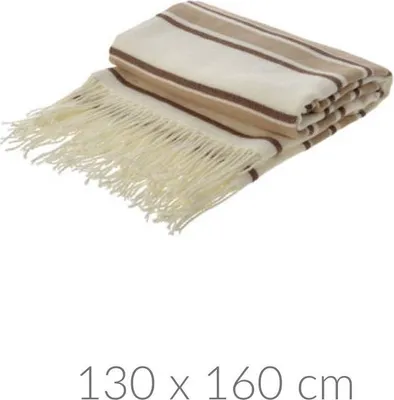 Zdjęcie produktu dla Koc z frędzlami, w paski, z akrylu, 130 x 160 cm