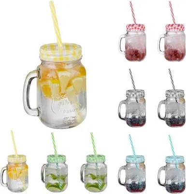 Image de Verres à boire colorés avec couvercles, lot de 10