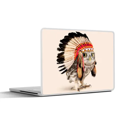 Produktbild von MuchoWow® Laptop Aufkleber Sticker Cover Tier - Eule - Indianer - Vogel 32.5x23.5 cm - Sticker für Laptop - Selbstklebend