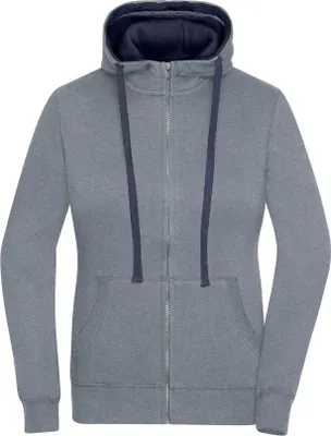 Produktbild von Sweat-Jacke mit Reißverschluss und Kapuze grey-melange/navy, Gr. L