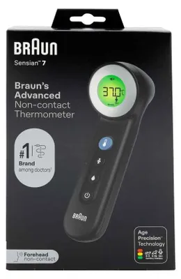 Produktbild von Braun BNT 400 BK, Fernabtastthermometer, Grau, Stirn, Tasten, °C, Körpertemperatur, Oberflächentemperatur