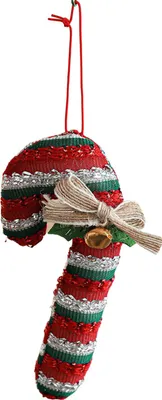Produktbild von Plüsch-Weihnachtsbaumschmuck in Zuckerstangenform, weich und ideal als Dekoration für Weihnachtsfeiern