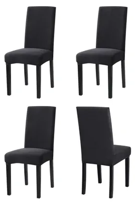 Productafbeelding van Stoelhoes set van 4, antracietgrijs, stretchstof (Elasthan), wasbaar