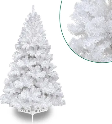 Obrázok produktu pre Umelý vianočný stromček Peviasot, výška 120 cm, s 220 vetvičkami z PVC, smrek s podstavcom, biely umelý vianočný stromček