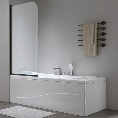 Produktbild von Badewanne MODERN 130x70 mit Füßen , mit Siphon, mit Dushwand- 140x70 Schwarz (ohne Schürze)