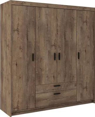 Produktbild von Masseno Drehtürenschrank ELENORA 176,3 cm Kleiderschrank Schlafzimmer Schrank 4-türig Braun