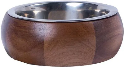 Produktbild von Dehner Lieblinge Hunde-Napf, 18.7 cm, Höhe 7.6 cm, Holz/Edelstahl, braun