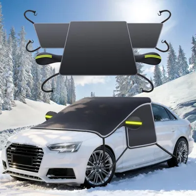 Produktbild von Frontscheibenabdeckung Winter 700D wasserdicht Eis Schnee Seitenscheiben Türgriffe 360° Reflektor Schwarz