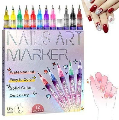 Produktbild von 12 Farben Nail Art Stifte - Nagelkunst-Stifte Set - Nagel Marker - DIY Schnelltrocknende Dotting & Liner Pens - Für Salon und Zuhause