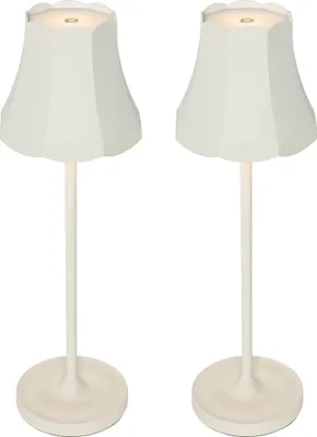 Produktbild von Set mit 2 Retro Tischleuchten CremeWeiß wiederaufladbar IP44 Granny