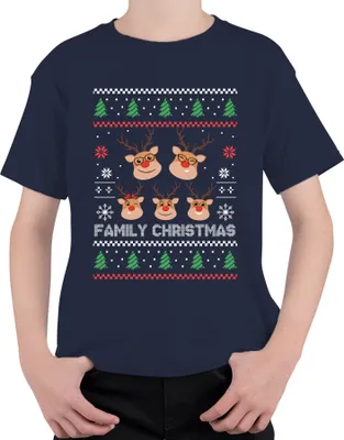 Produktbild von Family Christmas Ugly Sweater Familie - Weihnachten Weihnachtsgeschenk Christmas Uni Kinder T-Shirt, Navy, 128